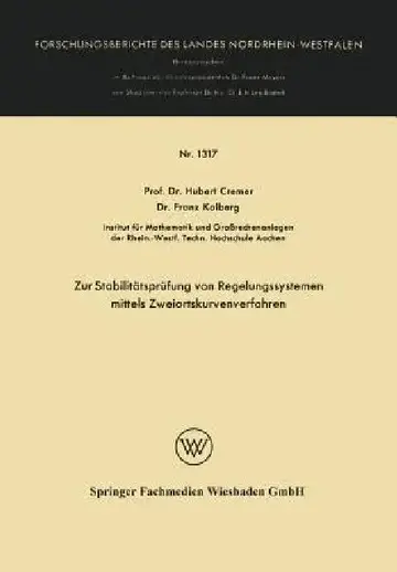 Cover of Zur Stabilitätsprüfung Von Regelungssystemen Mittels Zweiortskurvenverfahren