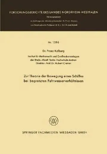Cover of Zur Theorie Der Bewegung Eines Schiffes Bei Begrenzten Fahrwasserverhältnissen