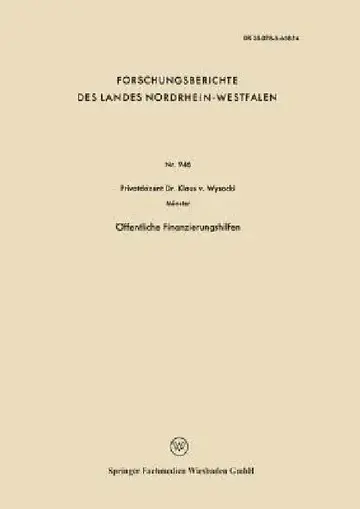 Cover of Öffentliche Finanzierungshilfen