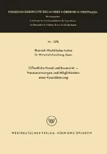 Cover of Öffentliche Hand Und Baumarkt -- Voraussetzungen Und Möglichkeiten Einer Koordinierung