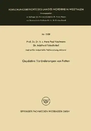 Cover of Oxydative Veränderungen Von Fetten
