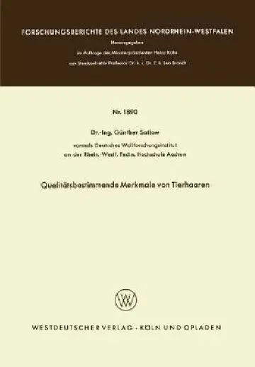 Cover of Qualitätsbestimmende Merkmale Von Tierhaaren
