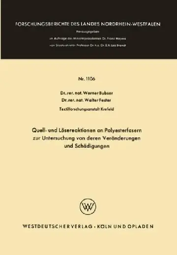 Cover of Quell- und Lösereaktionen an Polyesterfasern zur Untersuchung von deren Veränderungen und Schädigungen