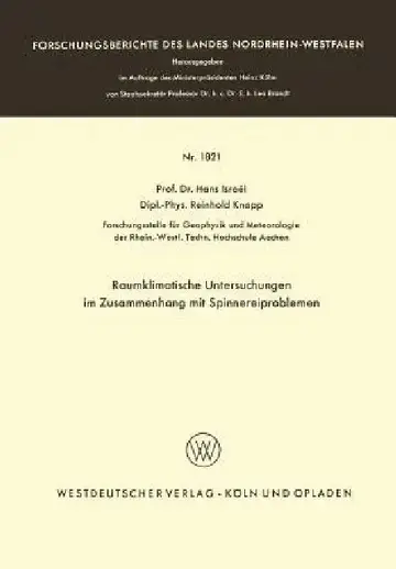 Cover of Raumklimatische Untersuchungen Im Zusammenhang Mit Spinnereiproblemen