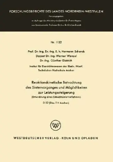 Cover of Reaktionskinetische Betrachtung Des Sintervorganges Und Möglichkeiten Zur Leistungssteigerung