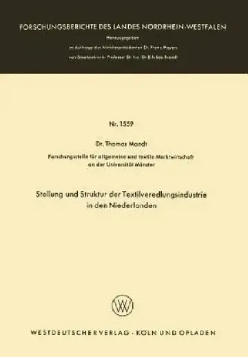 Cover of Stellung Und Struktur Der Textilveredlungsindustrie in Den Niederlanden