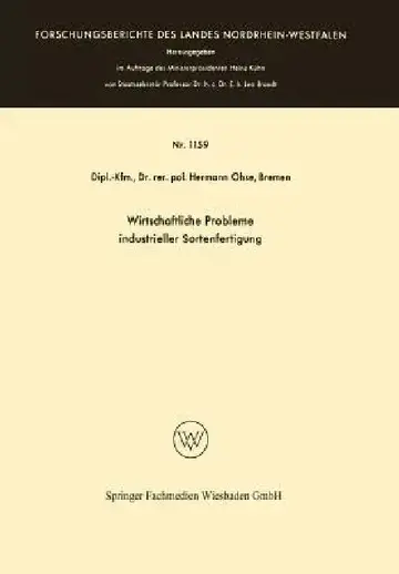 Cover of Wirtschaftliche Probleme Industrieller Sortenfertigung