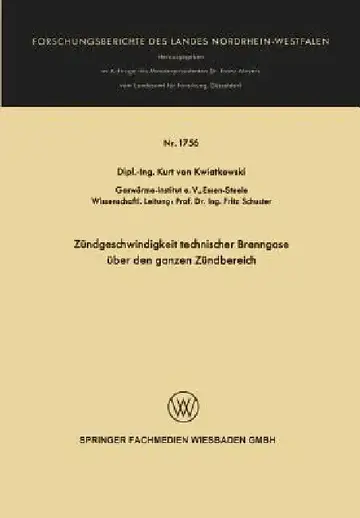 Cover of Zündgeschwindigkeit Technischer Brenngase Über Den Ganzen Zündbereich