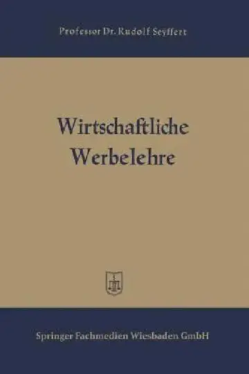 Cover of Wirtschaftliche Werbelehre