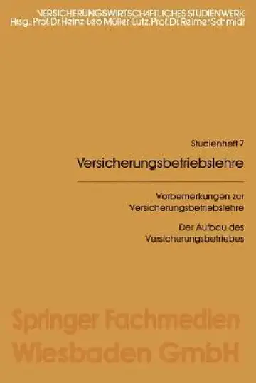Cover of Vorbemerkungen Zur Versicherungsbetriebslehre