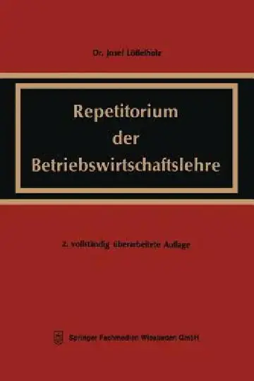 Cover of Repetitorium Der Betriebswirtschaftslehre