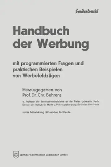 Cover of Handbuch der Werbung