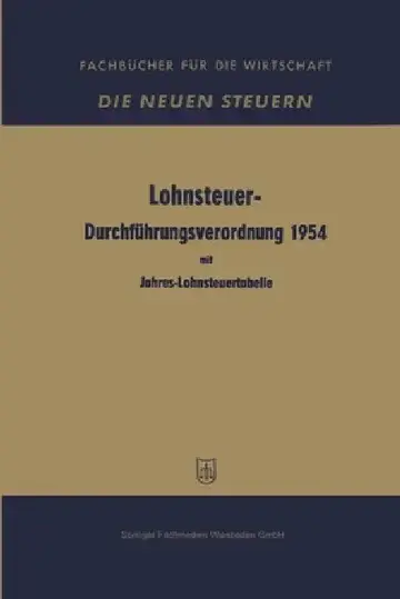 Cover of Lohnsteuer-Durchführungsverordnung 1954