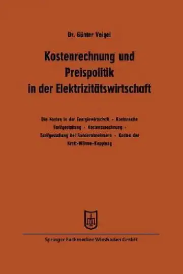 Cover of Kostenrechnung Und Preispolitik in Der Elektrizitätswirtschaft