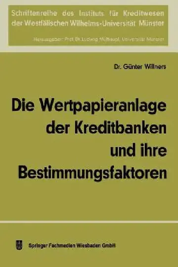 Cover of Die Wertpapieranlage Der Kreditbanken Und Ihre Bestimmungsfaktoren