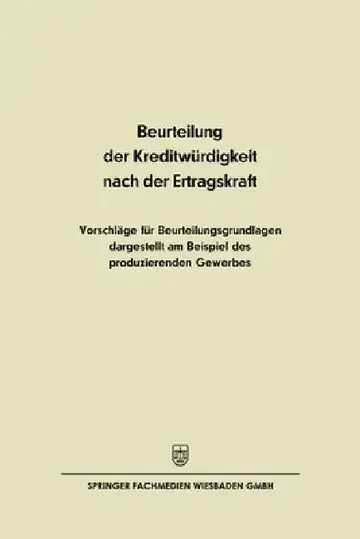 Cover of Beurteilung der Kreditwürdigkeit nach der Ertragskraft
