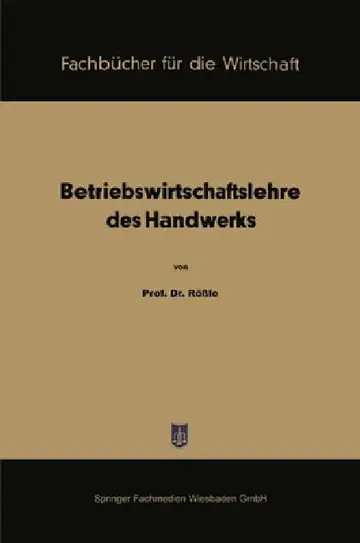 Cover of Betriebswirtschaftslehre des Handwerks