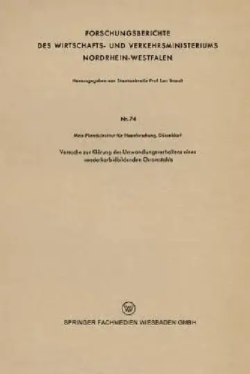 Cover of Versuche Zur Klärung Des Umwandlungsverhaltens Eines Sonderkarbidbildenden Chromstahls