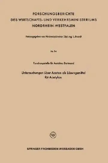 Cover of Untersuchungen Über Aceton ALS Lösungsmittel Für Acetylen