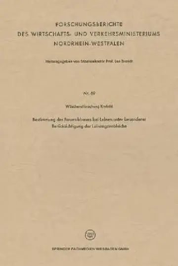 Cover of Bestimmung Des Faserabbaues Bei Leinen Unter Besonderer Berücksichtigung Der Leinengarnbleiche