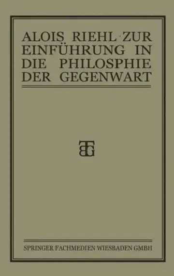 Cover of Zur Einführung in Die Philosophie Der Gegenwart