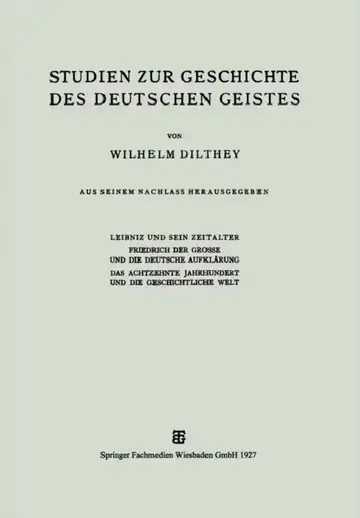 Cover of Studien Zur Geschichte Des Deutschen Geistes