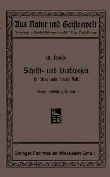 Cover of Schrift- Und Buchwesen in Alter Und Neuer Zeit