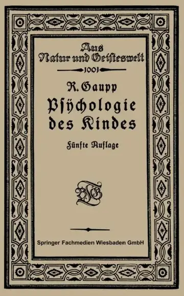 Cover of Psychologie Des Kindes