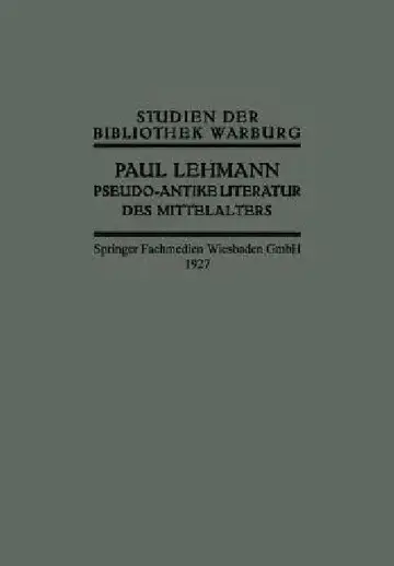 Cover of Pseudo-Antike Literatur Des Mittelalters