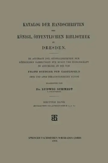 Cover of Katalog Der Handschriften Der Königl. Öffentlichen Bibliothek Zu Dresden