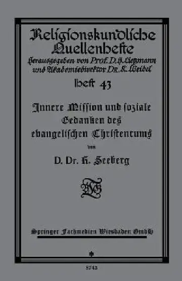Cover of Innere Mission Und Soziale Gedanken Des Evangelischen Christentums