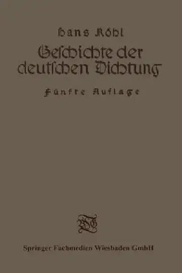 Cover of Geschichte Der Deutschen Dichtung