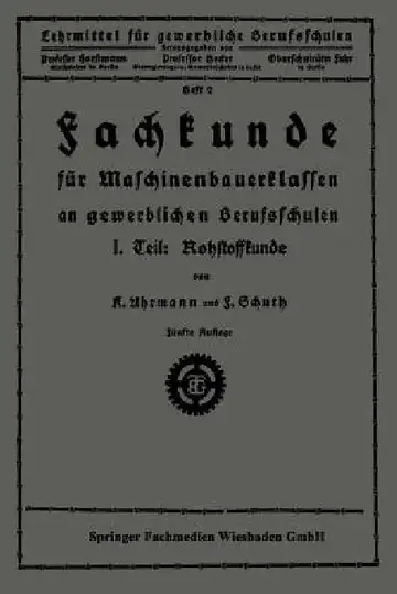 Cover of Fachkunde Für Maschinenbauerklassen an Gewerblichen Berufsschulen