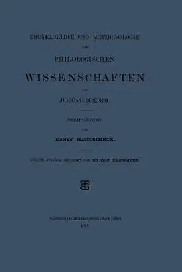 Cover of Encyklopädie Und Methodologie Der Philologischen Wissenschaften