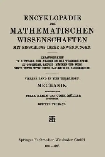 Cover of Encyklopädie Der Mathematischen Wissenschaften Mit Einschluss Ihrer Anwendungen