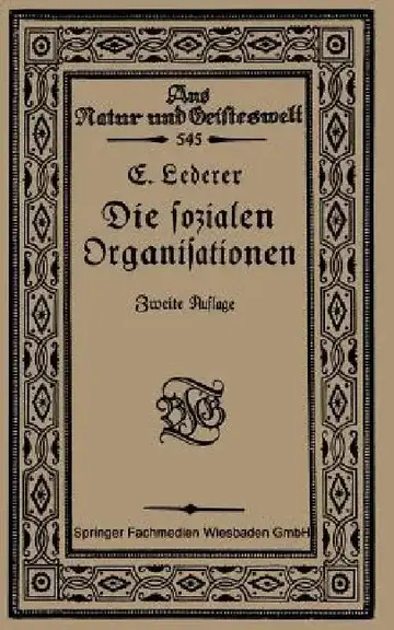 Cover of Die Sozialen Organisationen