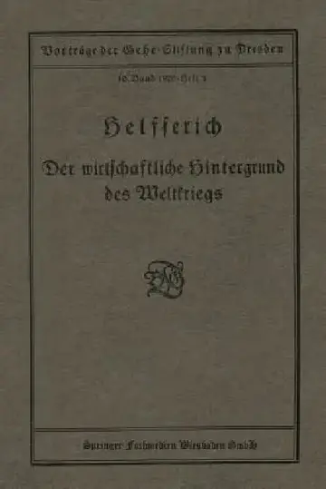 Cover of Der Wirtschaftliche Hintergrund Des Weltkriegs