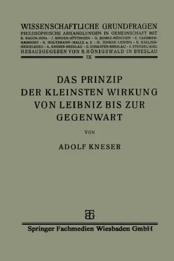 Cover of Das Prinzip Der Kleinsten Wirkung Von Leibniz Bis Zur Gegenwart