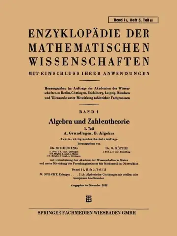 Cover of Enzyklopädie Der Mathematischen Wissenschaften Mit Einschluss Ihrer Anwendungen