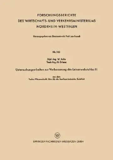 Cover of Untersuchungsarbeiten Zur Verbesserung Des Leinenwebstuhles III