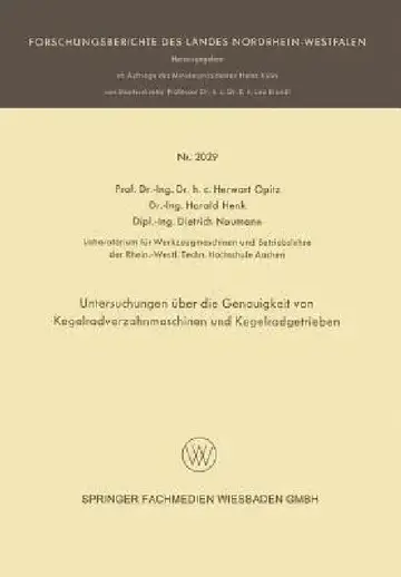 Cover of Untersuchungen Über Die Genauigkeit Von Kegelradverzahnmaschinen Und Kegelradgetrieben