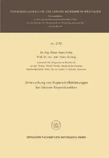 Cover of Untersuchung Von Hyperschallströmungen Bei Kleinen Reynoldszahlen