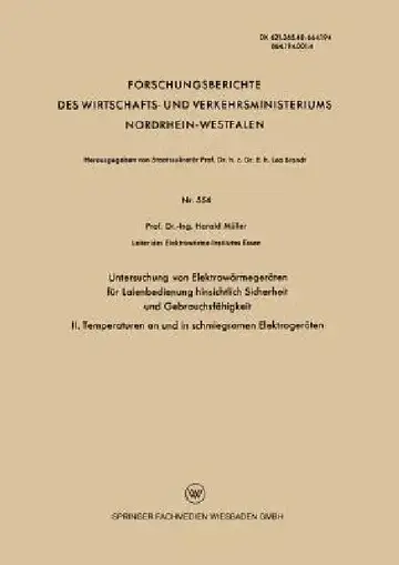 Cover of Untersuchung Von Elektrowärmegeräten Für Laienbedienung Hinsichtlich Sicherheit Und Gebrauchsfähigkeit