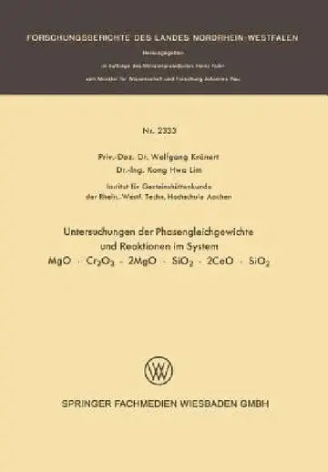 Cover of Untersuchung Der Phasengleichgewichte Und Reaktionen Im System Mgo - Cr2o3 - 2mgo - Sio2 - 2cao - Sio2