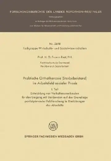 Cover of Praktische Orthothanasie (Sterbebeistand) Im Arbeitsfeld Sozialer PRAXIS