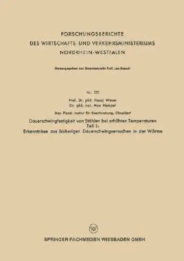 Cover of Dauerschwingfestigkeit Von Stählen Bei Erhöhten Temperaturen