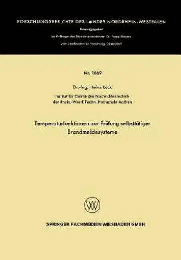 Cover of Temperaturfunktionen Zur Prüfung Selbsttätiger Brandmeldesysteme