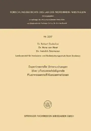 Cover of Experimentelle Untersuchungen Über Pflanzenschädigende Fluorwasserstoff-Konzentrationen
