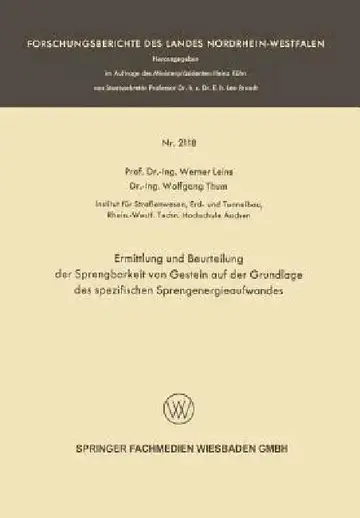 Cover of Ermittlung Und Beurteilung Der Sprengbarkeit Von Gestein Auf Der Grundlage Des Spezifischen Sprengenergieaufwandes