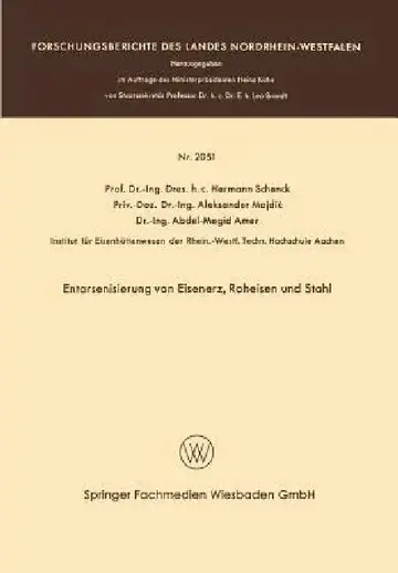Cover of Entarsenisierung Von Eisenerz, Roheisen Und Stahl